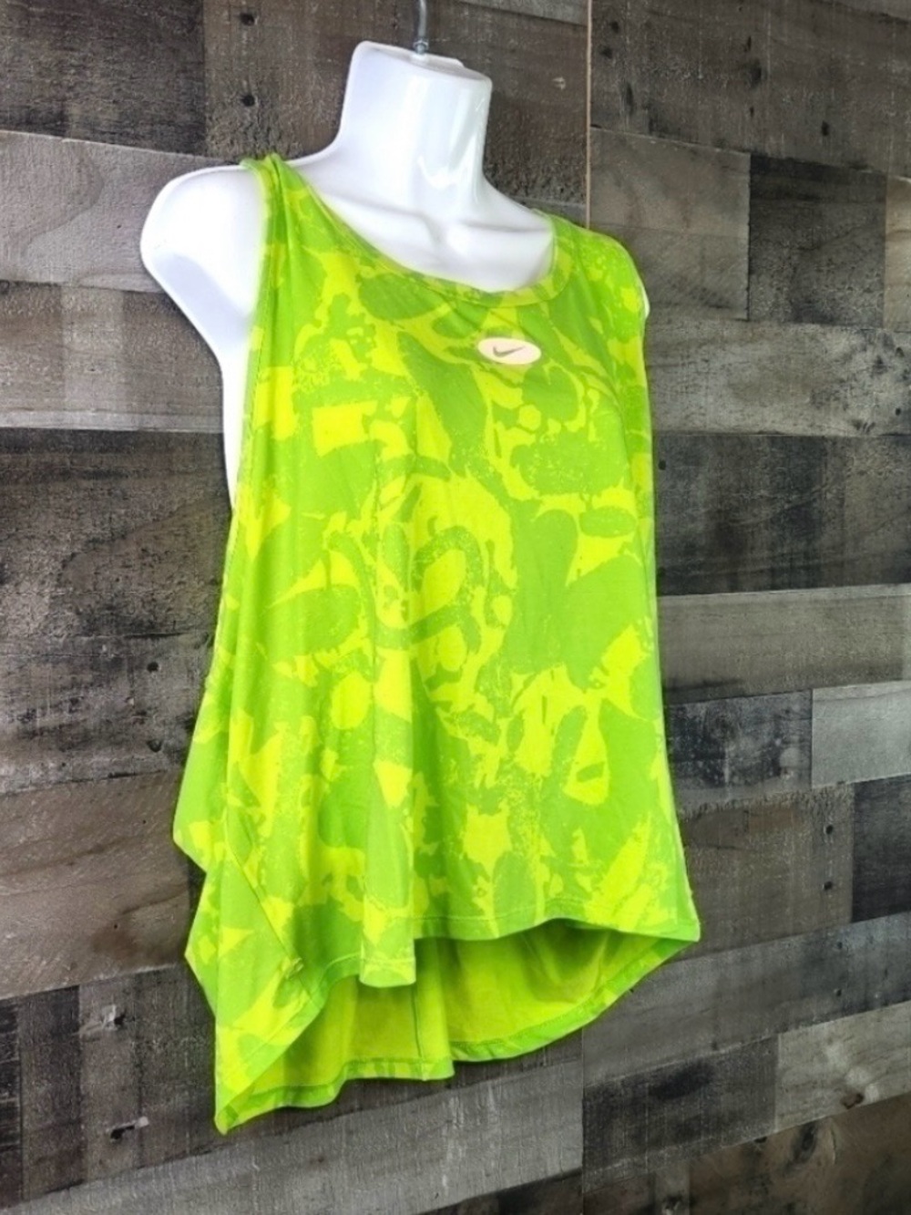 Nike Women's Bright Lime Patterned Athletic Tank Top